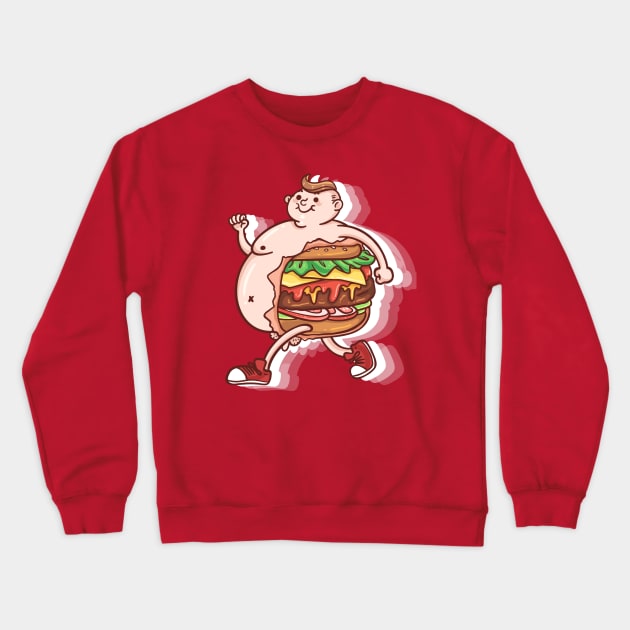 Burger Man Crewneck Sweatshirt by BiillustrationID